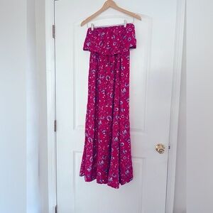 Japna Red Floral Strapless Dress